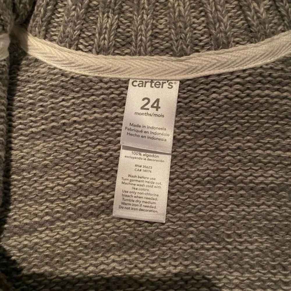 Carter's grey Zipper Sweater - Fox 24M